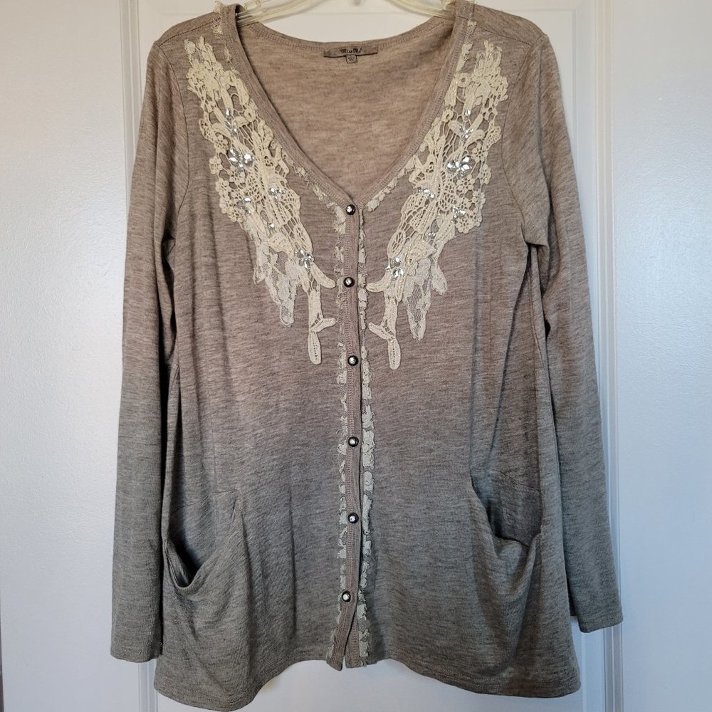 Rhinestone and Lace Miss Me Cardigan